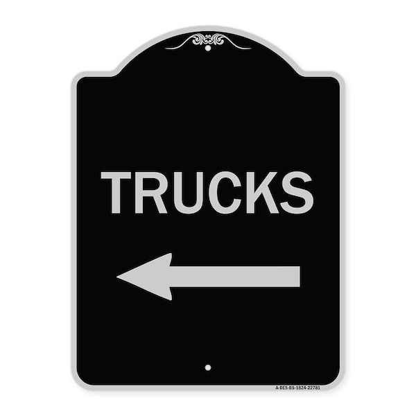 Trucks Trucks With Left Arrow Heavy-Gauge Aluminum Architectural Sign, 24" x 18", BS-1824-22781